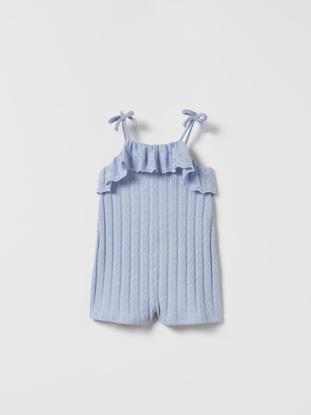 Zara Light Blue Eyelet-Strap Romper
